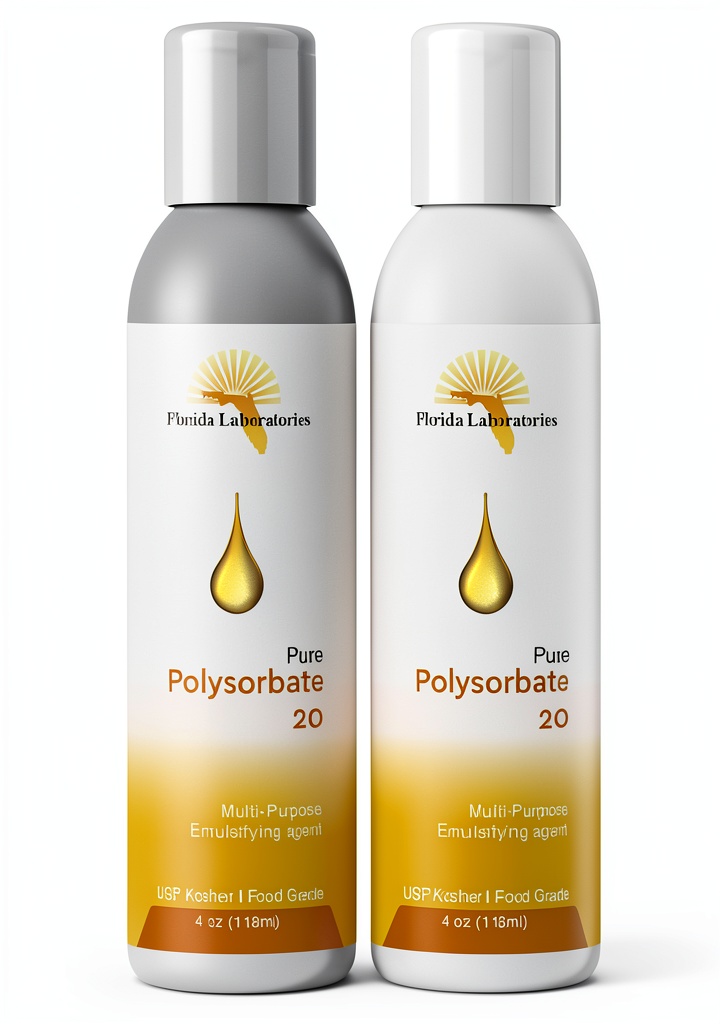 Installing Polysorbate 20 2 x 4 oz Food Grade Kosher Florida Laboratories on a wooden desk
