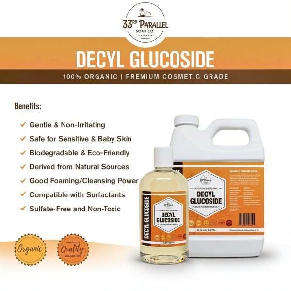 Decyl Glucoside Liquid Surfactant (32 oz) – Naturally Plant Derived – for DIY Skin Care – Use in Facial Cleansers, Body Washes, Shower Gels, Foaming Soaps, Shampoos, Baby Products | 32 Ounces-3